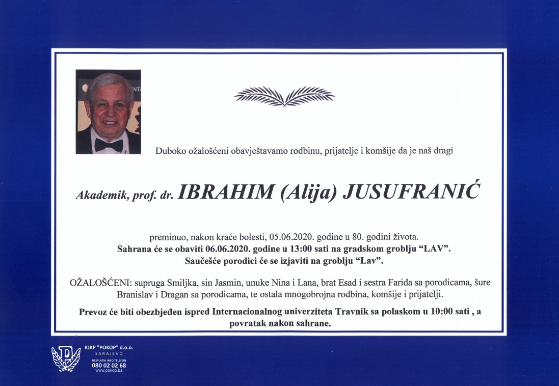 Preminuo Ibrahim Jusufranić, Rektor Internacionalnog Univerziteta Travnik U Travniku